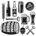 Beer and brewery set of vector black objects