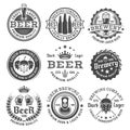 Beer and brewery vector black and white emblems