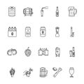 Beer and brewing black line icons set. Royalty Free Stock Photo