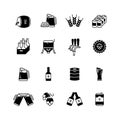 Beer and brewing vector icons set. Brewery bottle and glass symbols Royalty Free Stock Photo