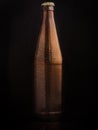 Beer brown bottle on black background Royalty Free Stock Photo