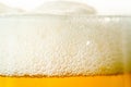 Craft Beer Glass with Bubble Froth Close Up, Refreshing Cold Drink Background