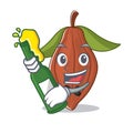 With beer cacao bean mascot cartoon