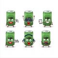 Beer can cartoon character are playing games with various cute emoticons Royalty Free Stock Photo