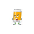 Beer can cartoon drawing style with angry face