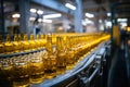 Beer Can Manufacturing: An impactful image showcases a hub of beer can manufacturing, where an industrial conveyor plays Royalty Free Stock Photo