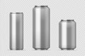 Beer can mockup. Realistic aluminum metal can for soda, different types of blank can with copy space. Vector isolated Royalty Free Stock Photo