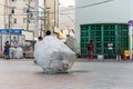 Beer can pickers are seen carrying huge bags after Carnival night