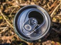 Beer can seen from above. Opened. Royalty Free Stock Photo