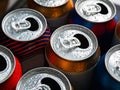 Beer cans. Aluminum cans. Lots of wet empty cans with condensation drops. Recycling and reuse. Selective focus Royalty Free Stock Photo