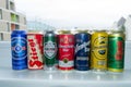 Collection of austrian beer cans