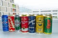 Collection of austrian beer cans