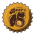 Beer cap vector art for brew emblem or craft beer logo. Label or print with metal cork for bar, pub or brewery shop Royalty Free Stock Photo