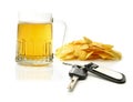 Beer and car keys Royalty Free Stock Photo