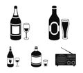 Beer, champagne, white wine, absinthe,Alcohol set collection icons in black style vector symbol stock illustration web.