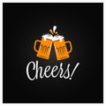 Beer cheers banner. Cheers lettering with beer