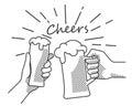 Beer cheers hand b&w Royalty Free Stock Photo