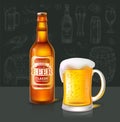 Beer Classic Beverage Type and Glass Set Vector