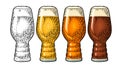 Beer Classics IPA Glas. Vintage color vector engraving illustration