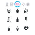 Beer, coffee and tea icons. Alcohol drinks.