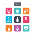 Beer, coffee and tea icons. Alcohol drinks. Royalty Free Stock Photo