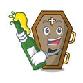 With beer coffin mascot cartoon style