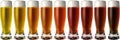 Beer color chart: A High-Quality CGI 3D Render illustration isolated background: Pale ale, Larger, Pilsner, Wheat beer, Golden Ale