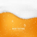 Beer color texture with bubbles and white foam. Fresh cold beer flow banner. Vector illustration Royalty Free Stock Photo