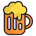 beer colored line icon, Merry Christmas and Happy New Year icons for web and mobile design