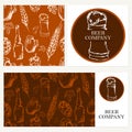 Beer company. Retro card, envelope. Restaurant theme. Business c Royalty Free Stock Photo