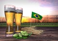 Beer consumption in Brazil. 3D illustration