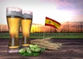 Beer consumption in Spain. 3D render
