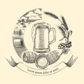 Beer craft concept logo hand drawing vintage style,Process of cr