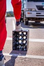 Beer crate used as a percussive prop in street dancing Royalty Free Stock Photo