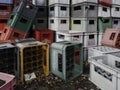 Dirty dumped crates for beer