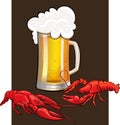 Beer with crayfish Royalty Free Stock Photo