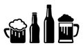 Beer cup and bottle vector icon
