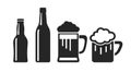 Beer cup and bottle vector icon