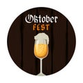 Beer cup with lettering oktoberfest celebration icon Royalty Free Stock Photo