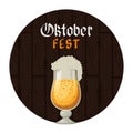Beer cup with lettering oktoberfest celebration icon Royalty Free Stock Photo