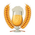 Beer cup with wheat spikes oktoberfest celebration icon