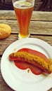 Beer and curry wurst, typical Bavarian food