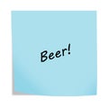 Beer 3d illustration post note reminder on white with clipping path Royalty Free Stock Photo