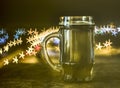 Beer dark, blurred background, bokeh stars