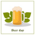 Beer day beer mug with barley on white background vector illustration for festival Royalty Free Stock Photo