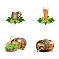 Set of realistic illustrations of beer