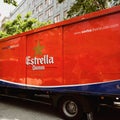 Beer delivery truck Estrella Damm Barcelona Spain