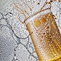 Beer detail.Cold lager beer drink with bubbles and drops - generated by ai Royalty Free Stock Photo