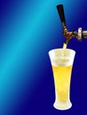 Beer draft and frozen glass on gradient blue Royalty Free Stock Photo