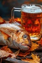 beer and dried ram fish